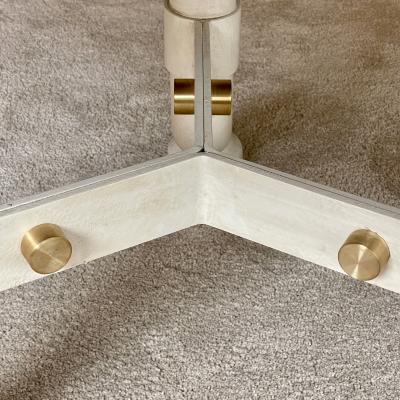 Marzio Cecchi Marzio Cecchi Chestnut Emperor Marble White Iron w Brass Details Round Table
