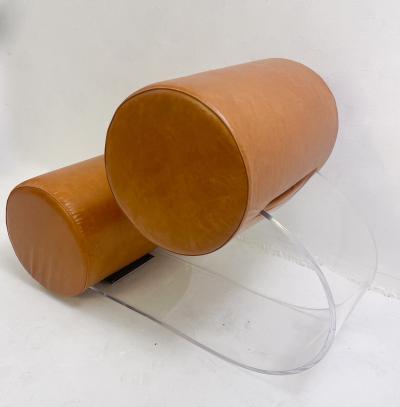 Marzio Cecchi Pair of Cognac Leather Lounge Chairs by Marzio Cecchi