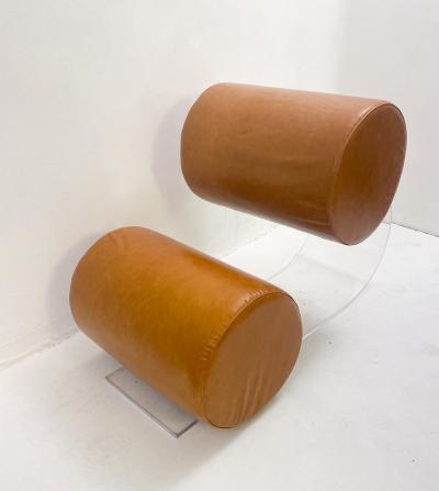 Marzio Cecchi Pair of Cognac Leather Lounge Chairs by Marzio Cecchi