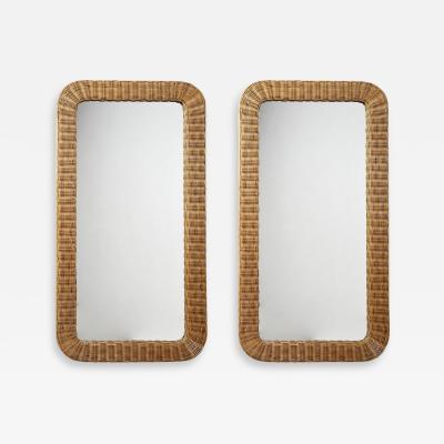 Marzio Cecchi Pair of Wicker Frame Mirrors