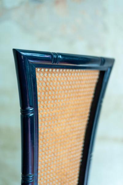 Marzio Cecchi Set of Six Blue Lacquered Wood and Vienna Straw Chairs by Marzio Cecchi 1970s