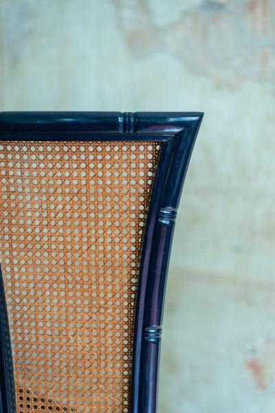 Marzio Cecchi Set of Six Blue Lacquered Wood and Vienna Straw Chairs by Marzio Cecchi 1970s