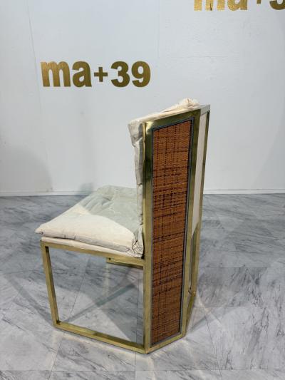 Marzio Cecchi Set of Six Marzio Cecchi Brass and Rattan Dining Chairs Italy 1970s