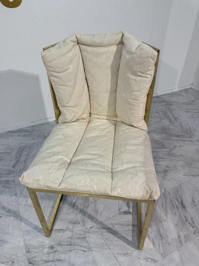 Marzio Cecchi Set of Six Marzio Cecchi Brass and Rattan Dining Chairs Italy 1970s