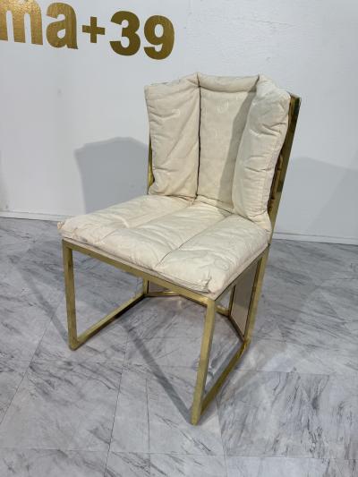 Marzio Cecchi Set of Six Marzio Cecchi Brass and Rattan Dining Chairs Italy 1970s