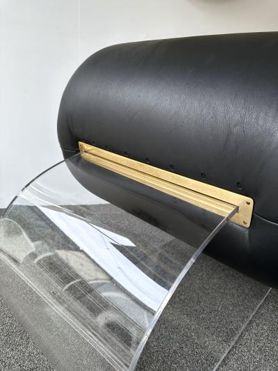 Marzio Cecchi Space Age Pair of Lucite Leather Slipper Chairs by Marzio Cecchi Italy 1970s