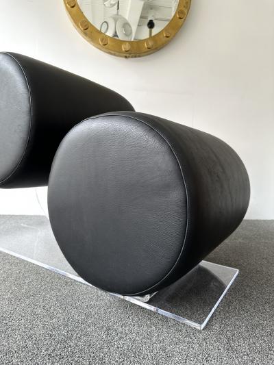 Marzio Cecchi Space Age Pair of Lucite Leather Slipper Chairs by Marzio Cecchi Italy 1970s