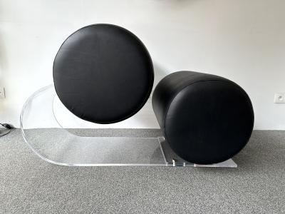 Marzio Cecchi Space Age Pair of Lucite Leather Slipper Chairs by Marzio Cecchi Italy 1970s