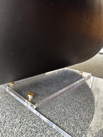 Marzio Cecchi Space Age Pair of Lucite Leather Slipper Chairs by Marzio Cecchi Italy 1970s