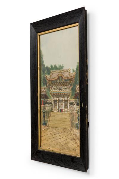 Masana Kawakuba Asian watercolor of a Buddha shrine by Masana Kawakuba