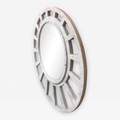 Massimo Mangiardi Italian White Carrara Marble Mirror Modern Round Sunburst by Massimo Mangiardi