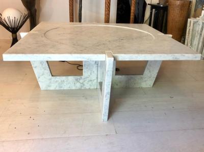 Massimo Mangiardi Italian White Carrara Marble Modern Coffee Table by Massimo Mangiardi