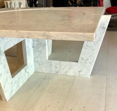 Massimo Mangiardi Italian White Carrara Marble Modern Coffee Table by Massimo Mangiardi