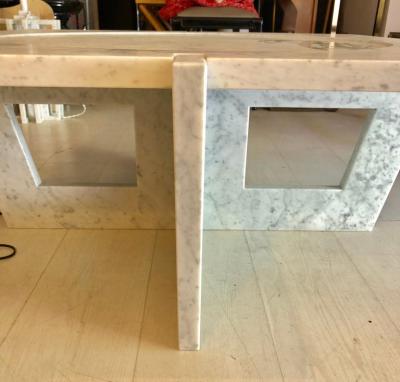 Massimo Mangiardi Italian White Carrara Marble Modern Coffee Table by Massimo Mangiardi