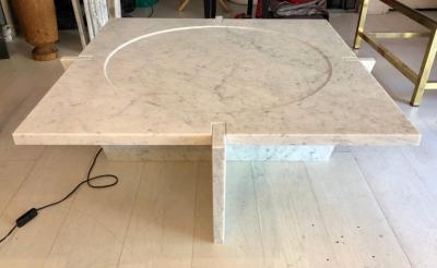 Massimo Mangiardi Italian White Carrara Marble Modern Coffee Table by Massimo Mangiardi