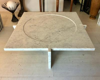 Massimo Mangiardi Italian White Carrara Marble Modern Coffee Table by Massimo Mangiardi