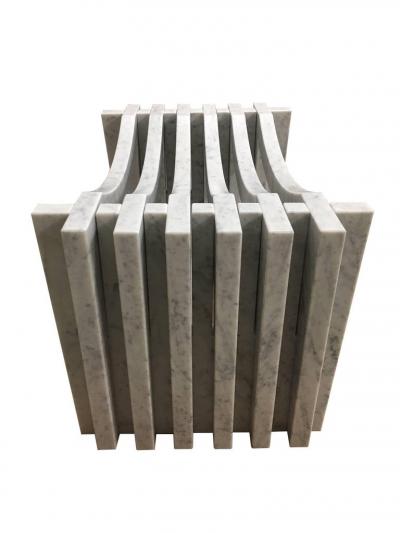 Massimo Mangiardi Two Italian White Carrara Marble Benches or Stools by Massimo Mangiardi