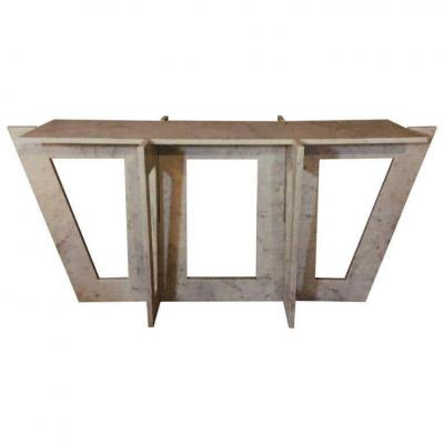 Massimo Mangiardi Two Modern Italian White Carrara Marble Consoles Sofa Table by Massimo Mangiardi