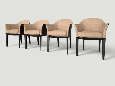 Massimo Scolari Set of 4 Giorgetti Normal Armchair by Massimo Scolari Leather Fabric Italy