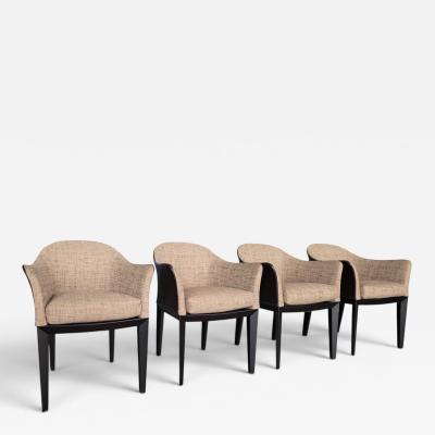 Massimo Scolari Set of 4 Giorgetti Normal Armchair by Massimo Scolari Leather Fabric Italy