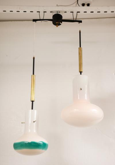 Massimo Vignelli A Double Pendent Light by Massimo Vignelli for Venini 1960 Italy