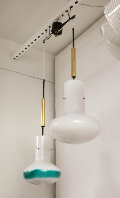 Massimo Vignelli A Double Pendent Light by Massimo Vignelli for Venini 1960 Italy