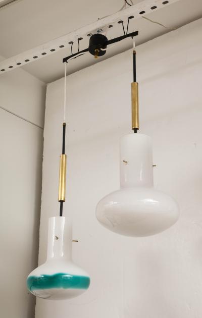 Massimo Vignelli A Double Pendent Light by Massimo Vignelli for Venini 1960 Italy