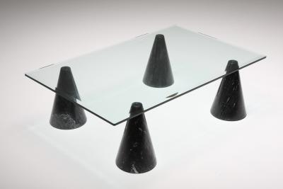 Massimo Vignelli Marble and Glass Coffee Table in the Style of Massimo Vignelli 1970s