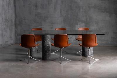 Massimo Vignelli Marble and Glass Dining Table by Massimo Vignelli Italy 1980s