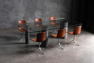 Massimo Vignelli Marble and Glass Dining Table by Massimo Vignelli Italy 1980s