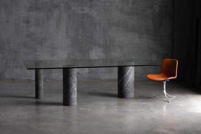 Massimo Vignelli Marble and Glass Dining Table by Massimo Vignelli Italy 1980s