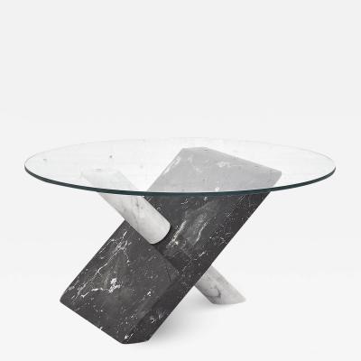 Massimo Vignelli Modern Italian Black and white Marble Side Table 1970