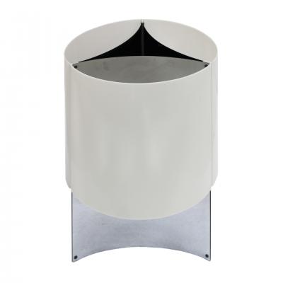 Massimo Vignelli Table Lamp in White Round Plastic Shade and Chromed Plated Brass for Arteluce