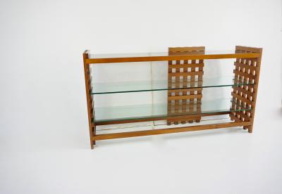 Massimo Vignelli large rationalist bookcase attr Massimo Vignelli walnut and glass circa 1970