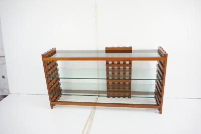 Massimo Vignelli large rationalist bookcase attr Massimo Vignelli walnut and glass circa 1970
