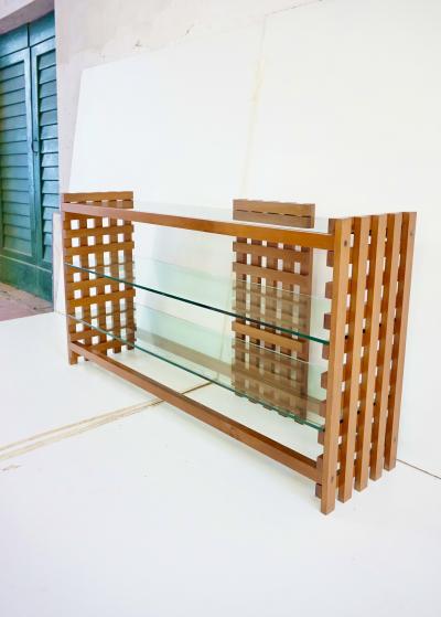 Massimo Vignelli large rationalist bookcase attr Massimo Vignelli walnut and glass circa 1970