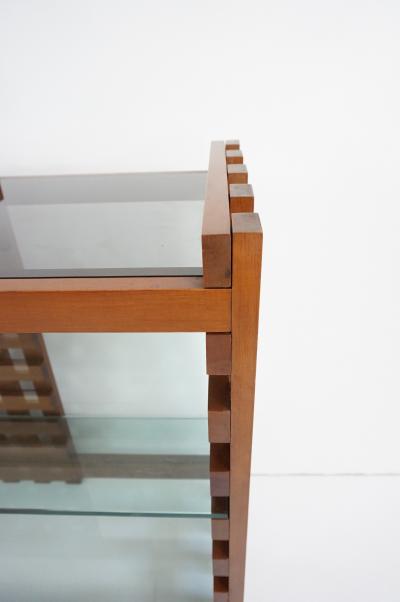 Massimo Vignelli large rationalist bookcase attr Massimo Vignelli walnut and glass circa 1970