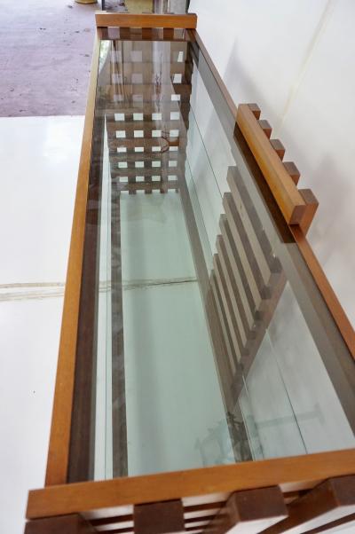 Massimo Vignelli large rationalist bookcase attr Massimo Vignelli walnut and glass circa 1970