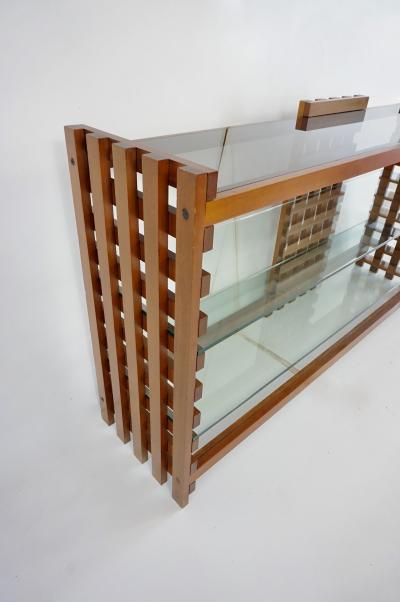 Massimo Vignelli large rationalist bookcase attr Massimo Vignelli walnut and glass circa 1970