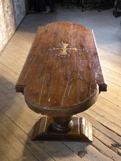 Massive 19th Century French Elm and Oak Trestle Table