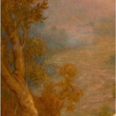 Massive Antique French Nude Oil Painting by Louis Anquetin of Venus Cupid