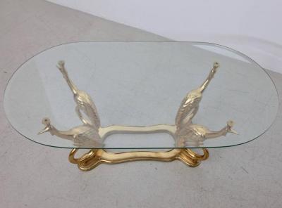 Massive Brass Coffee or Side Table with Peacocks