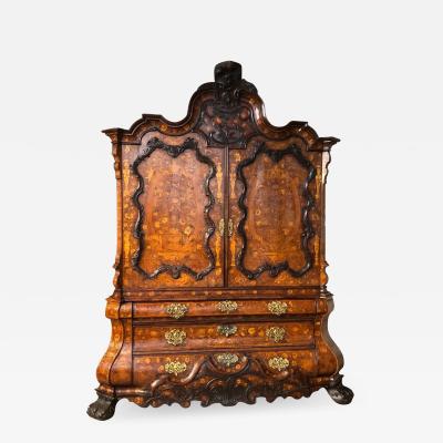 Massive Dutch Marquetry inlaid Wardrobe mid 18th C 