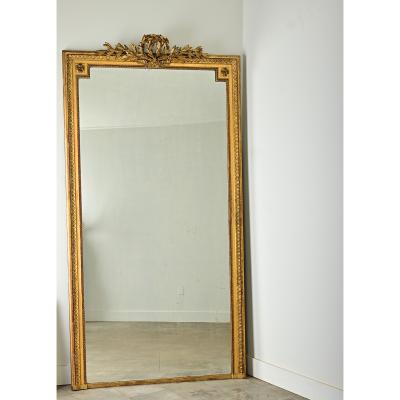 Massive French Louis XVI Style Gilt Mantle Mirror