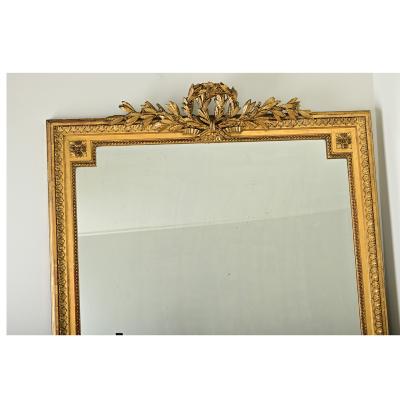 Massive French Louis XVI Style Gilt Mantle Mirror