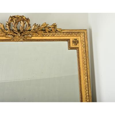 Massive French Louis XVI Style Gilt Mantle Mirror