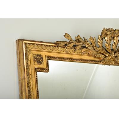 Massive French Louis XVI Style Gilt Mantle Mirror