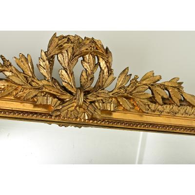 Massive French Louis XVI Style Gilt Mantle Mirror