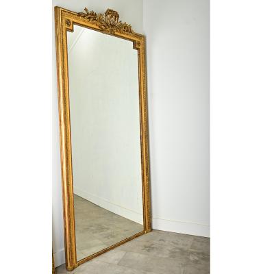 Massive French Louis XVI Style Gilt Mantle Mirror