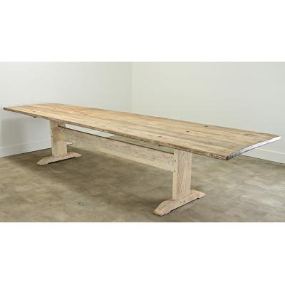 Massive Gustavian Trestle Base Dining Table